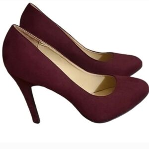 Graceland Faux Suede Burgundy Maroon Pumps Heels